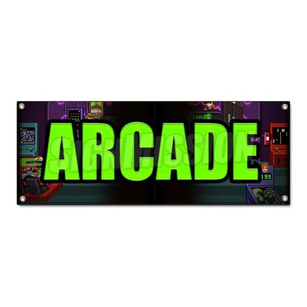 ARCADE BANNER SIGN video pinball skeeball bowling games shooting play